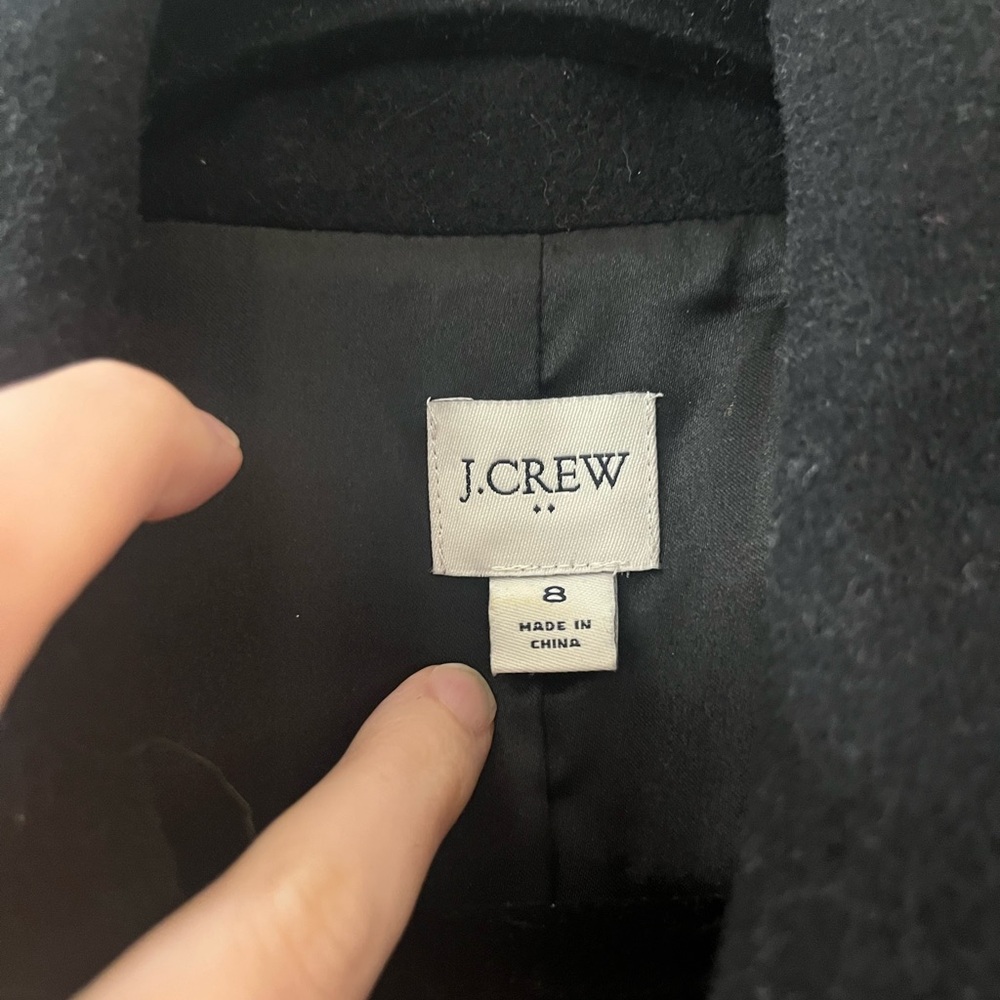 J. Crew Black Wool Trench Coat with Gold Buttons - Picture 3 of 4